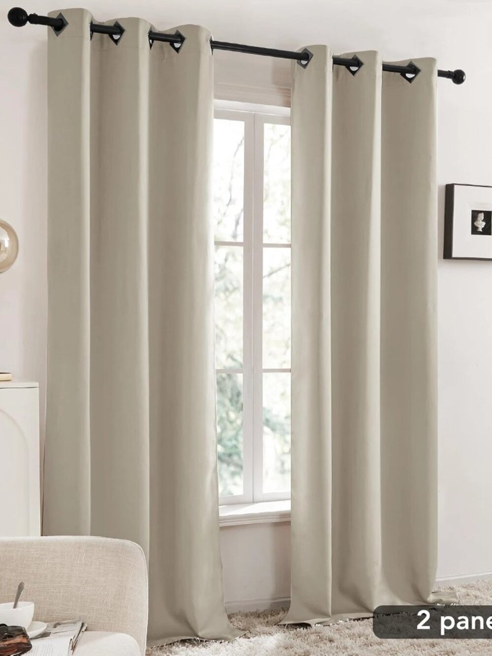 Deconovo Grommet Blackout Curtains Set of 2 Panels Light Beige 42W x 63L